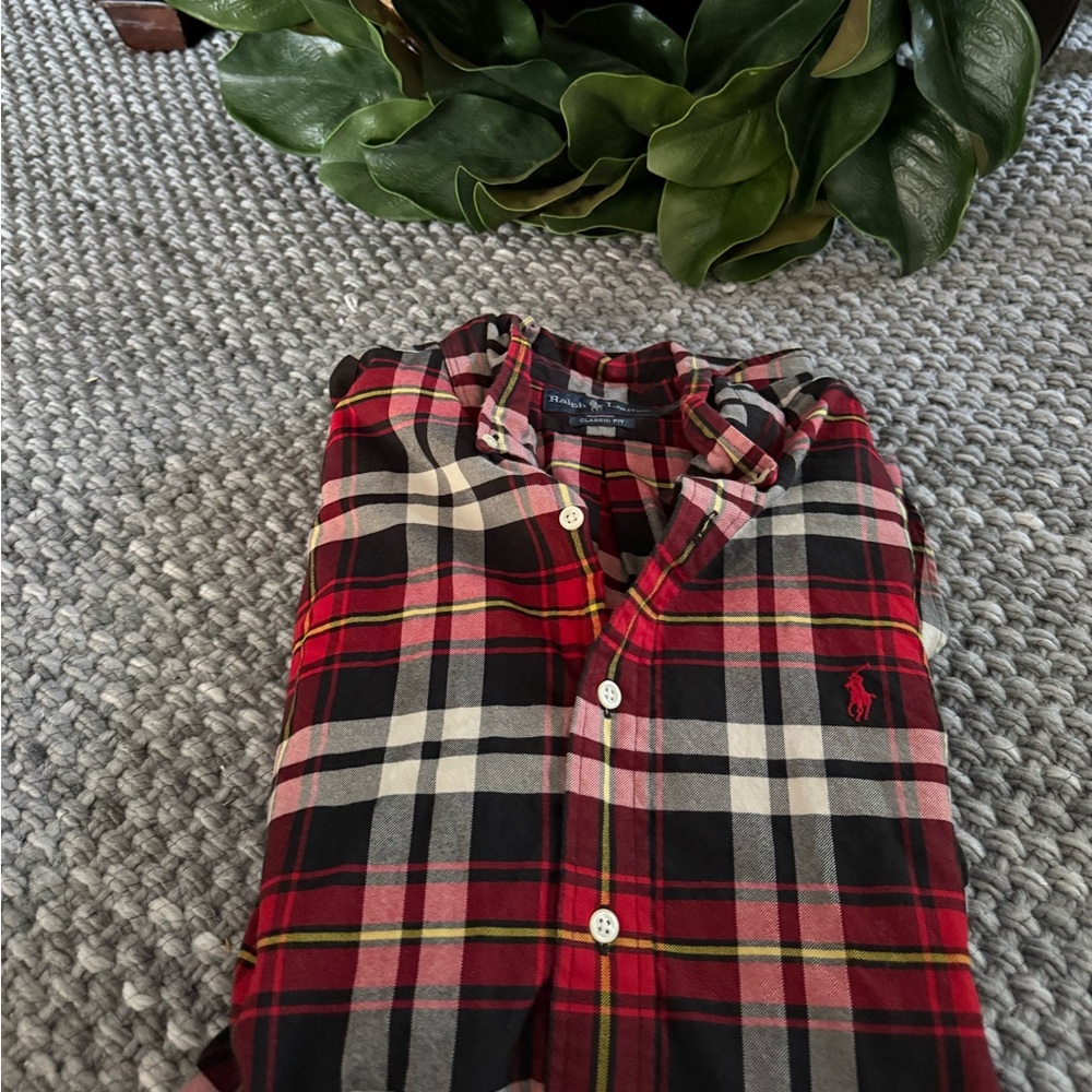 Ralph Lauren Red Black White Plaid Button-Down Shirt